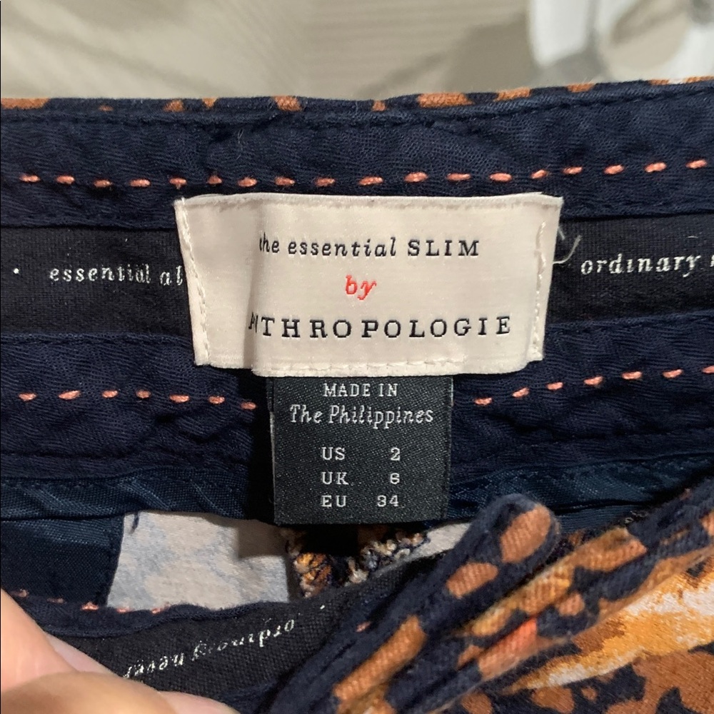 Anthropologie Navy and Orange Slim Pants - Picture 2 of 4